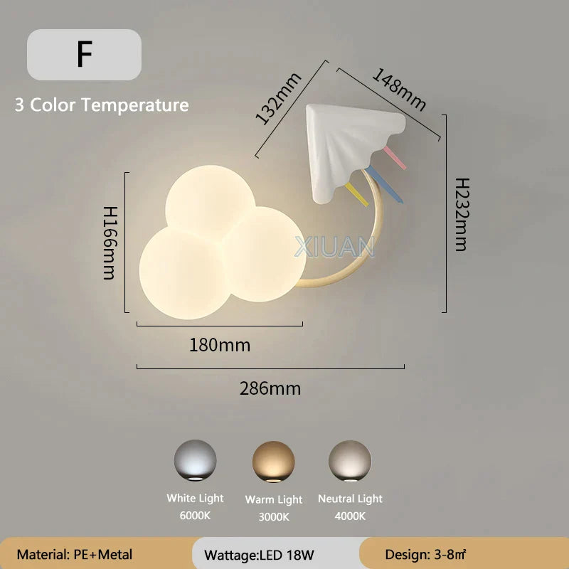 ديكوربايتس™ مصباح حائط للأطفال على شكل طائرة ورقية بألوان قوس قزح