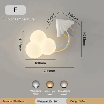 ديكوربايتس™ مصباح حائط للأطفال على شكل طائرة ورقية بألوان قوس قزح