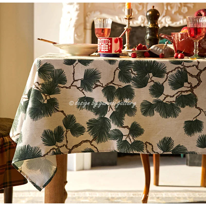 Cotton Linen Pine Tablecloth