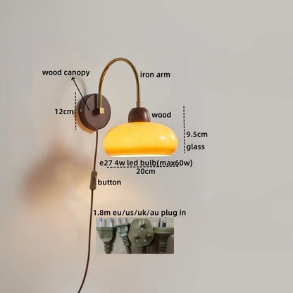 DecorBites™ LED Wall Sconce Pull Chain Switch Modern Stair Lights Glass Wood