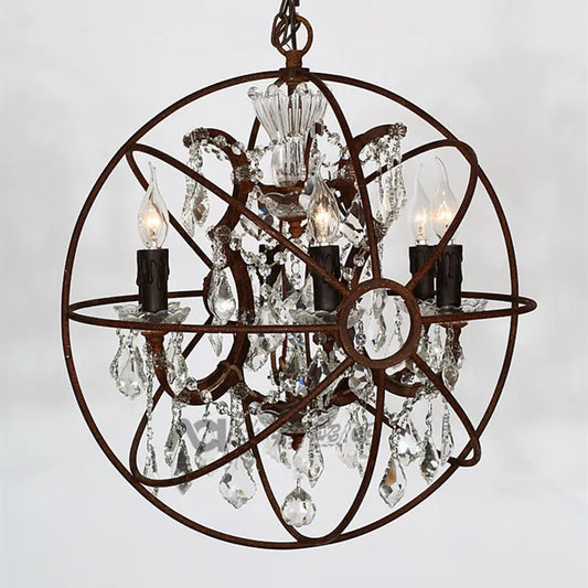 DecorBites™ Crystal Earth Birdcage Chandelier: Vintage Industrial LED Candle Light for Church Loft