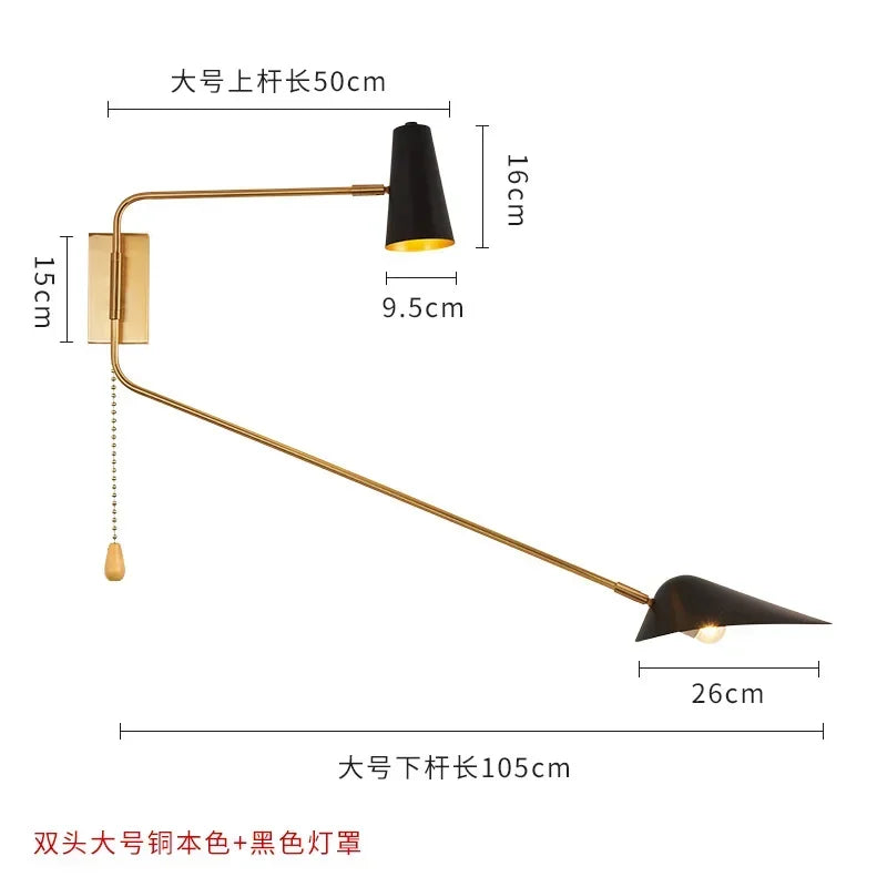 DecorBites™ Adjustable Double Head LED Wall Lamp with Pull Switch