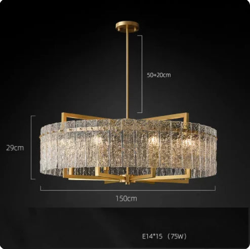 DecorBites™ Dimmable LED Copper Glass Chandelier for Living Room