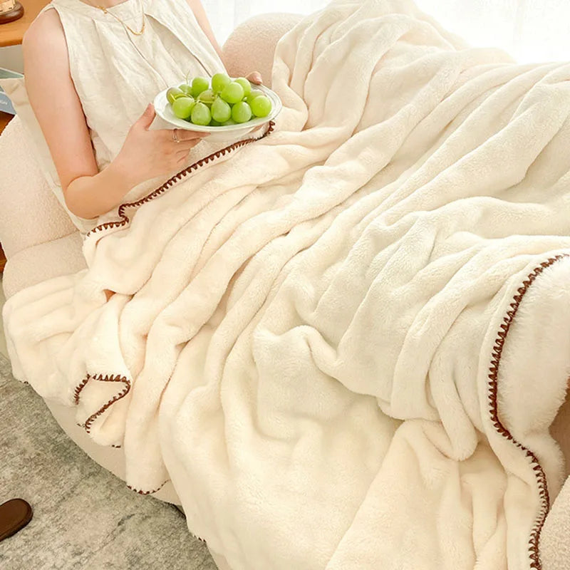 DecorBites™ Bubble Velvet Woolen Sofa Blanket - Soft & Warm Multi-Purpose Cover