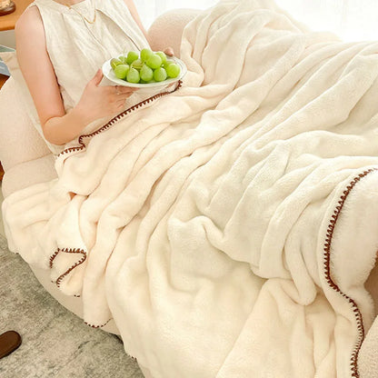 DecorBites™ Bubble Velvet Woolen Sofa Blanket - Soft & Warm Multi-Purpose Cover