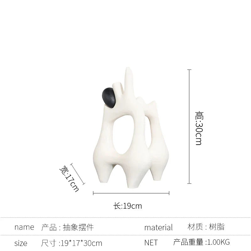 DecorBites™ Golden Ring Black and White Striped Abstract Resin Figurines Home Decor