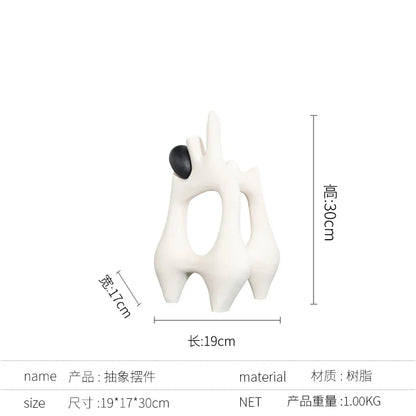 DecorBites™ Golden Ring Black and White Striped Abstract Resin Figurines Home Decor