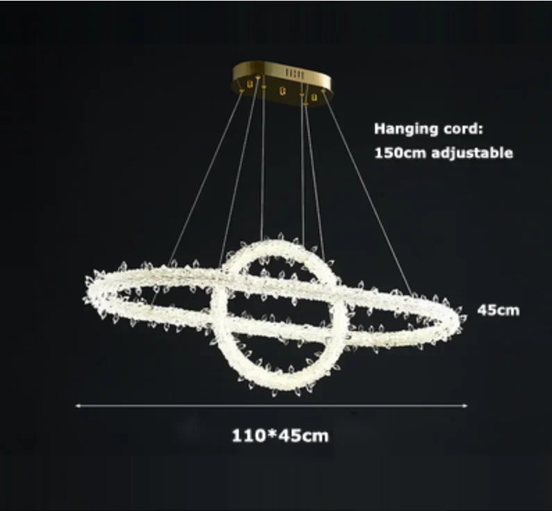 DecorBites™ Crystal Flower LED Chandelier: Elegant Round Pendant Light for Dining & Living Room