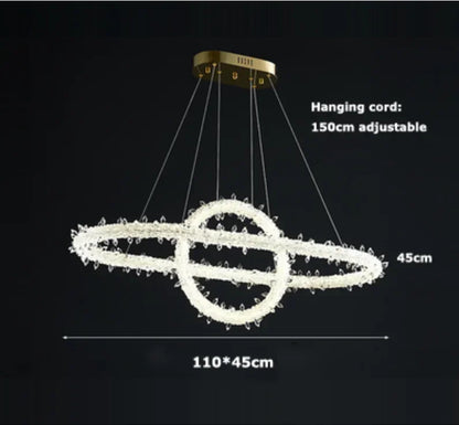 DecorBites™ Crystal Flower LED Chandelier: Elegant Round Pendant Light for Dining & Living Room