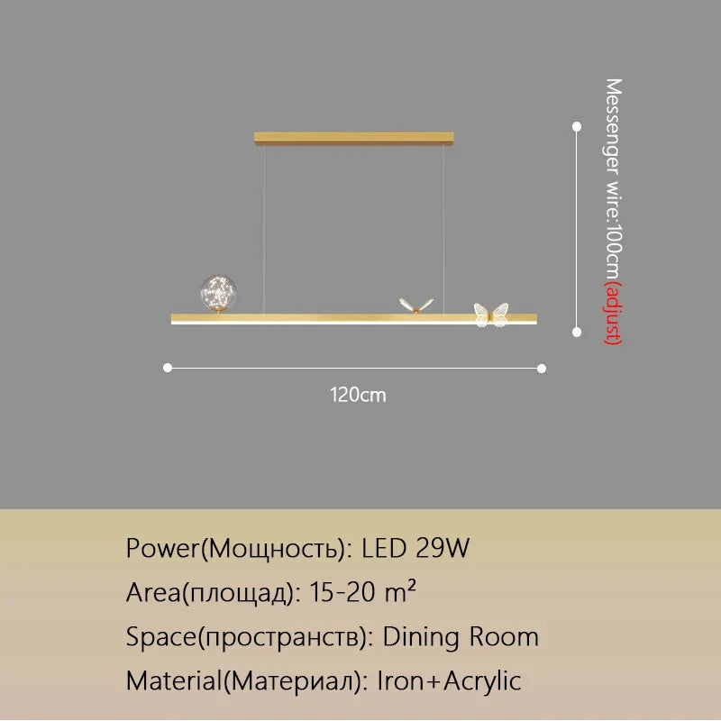 Lámpara de araña Butterfly de DecorBites™: Lámpara colgante moderna y minimalista para comedor, estudio o bar.