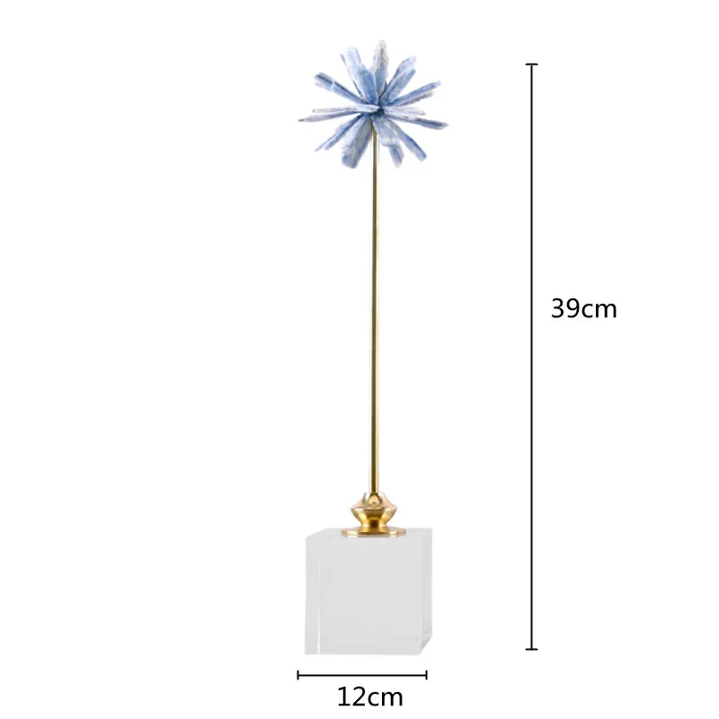 Figura decorativa para el hogar DecorBites™ de cristal de ágata, hecha a mano, con forma de flor blanca.