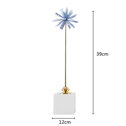 Figura decorativa para el hogar DecorBites™ de cristal de ágata, hecha a mano, con forma de flor blanca.