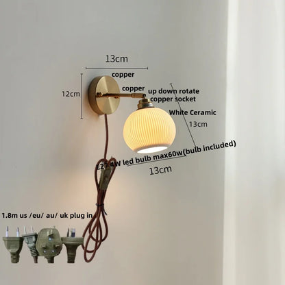 DecorBites™ Ceramic LED Wall Sconce Up Down Rotate Pull Chain Mirror Light