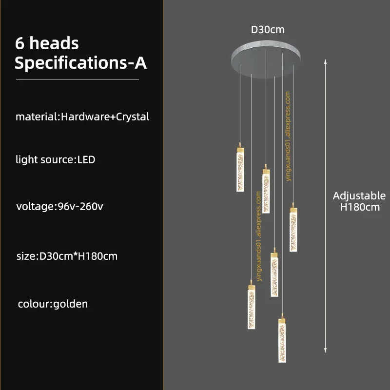 DecorBites™ Crystal Ceiling Chandelier: Modern Nordic Design, Long Staircase Pendant Lamp