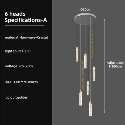 DecorBites™ Crystal Ceiling Chandelier: Modern Nordic Design, Long Staircase Pendant Lamp