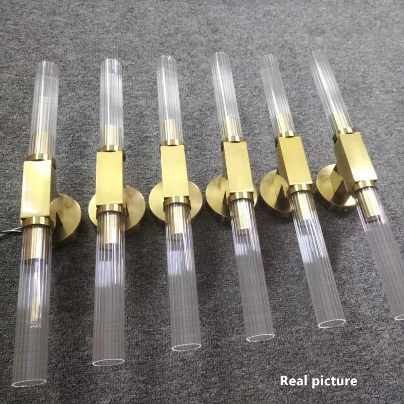 DecorBites™ Gold Metal and Glass Wall Sconce Light for Bathroom, Bedroom, Aisle, and Foyer