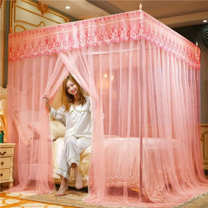 DecorBites™ Lace Pleated Bed Net Canopy for Queen Size Double Bed