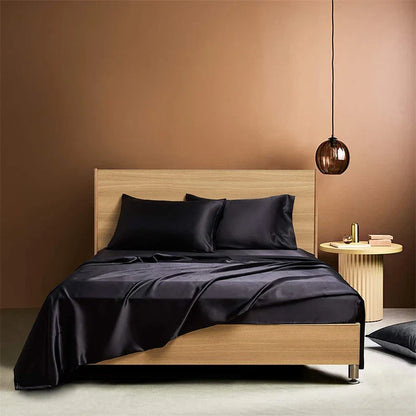 Decobites Satin Bed Sheet Set for Luxury High-End King Queen Twin Full Size Bed