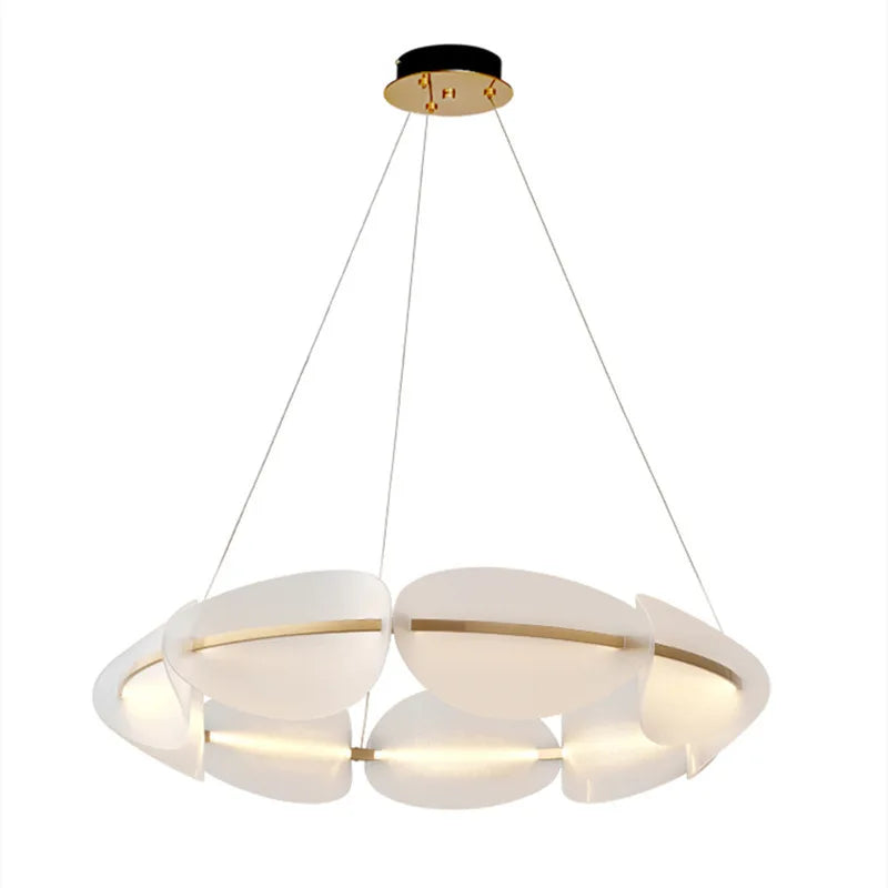 DecorBites™ Gold Ring White Acrylic Pendant Light for Parlor Dining Room