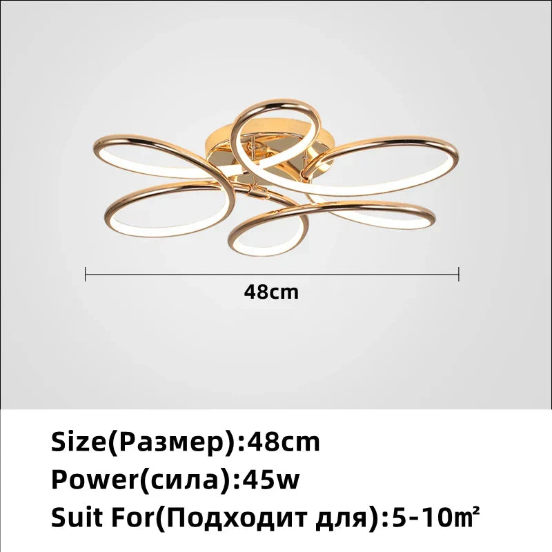 ديكوربايتس™ مصابيح سقف من الألومنيوم الذهبي لغرفة المعيشة وغرفة النوم والمطبخ وغرفة الأطفال