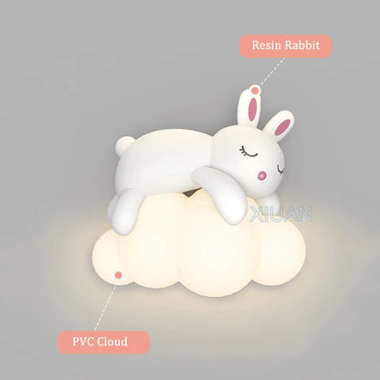 DecorBites™ Cloud Bunny Lamp: Kids' Room White Wall Light, Bedside Night Lamp