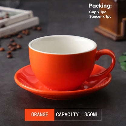 طقم أكواب قهوة لاتيه سيراميك وصحن من ديكوربايتس™ سعة 350 مل - طقم من قطعتين