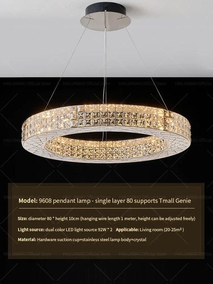 DecorBites™ Crystal Chandelier Light for Luxury Living Room, Post-Modern High-End Italian Design