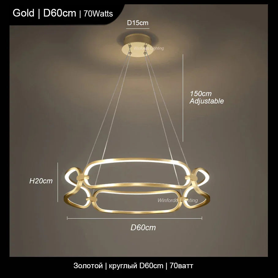 ثريا أدارا الفاخرة LED من DecorBites™: إضاءة حلقية عصرية للديكور الداخلي للمنزل