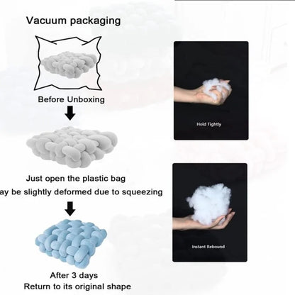 DecorBites™ Knot Square Pillows: Handmade Decor for Living Room, Bedroom, Office in Grey