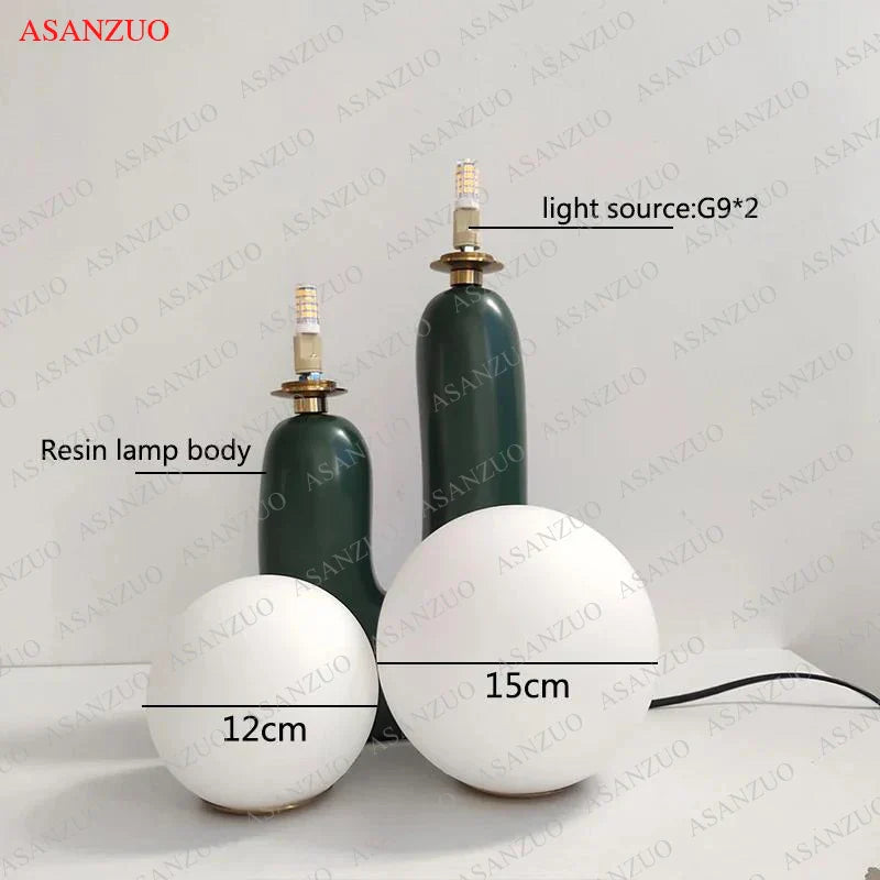 DecorBites™ Double Frosted Glass Ball Table Lamp for Bedroom & Living Room Lighting