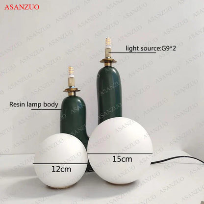 DecorBites™ Double Frosted Glass Ball Table Lamp for Bedroom & Living Room Lighting