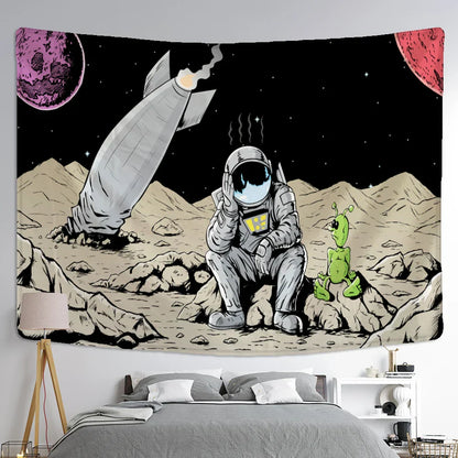 Decobites Astronaut Alien Tapestry Wall Hanging Kawaii Universe Mystic Home Decor