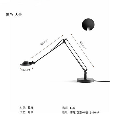 DecorBites™ Industrial Black/Chrome LED Rocker Arm Desk Light with Adjustable Arm