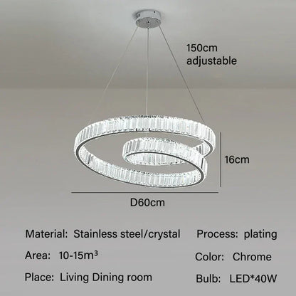 Lámparas colgantes LED de cristal DecorBites™: Lámpara de araña moderna y lujosa para salas de estar y comedores