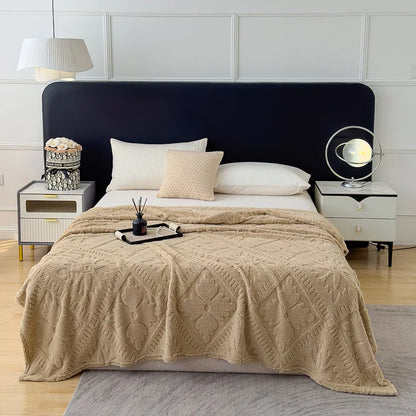 DecorBites™ Jacquard Coral Velvet Sofa Cover Blanket | Soft & Warm for Spring/Autumn