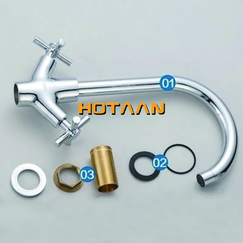 DecorBites™ Kitchen Mixer Tap | Dual Handle Cold Hot Water Swivel Faucet