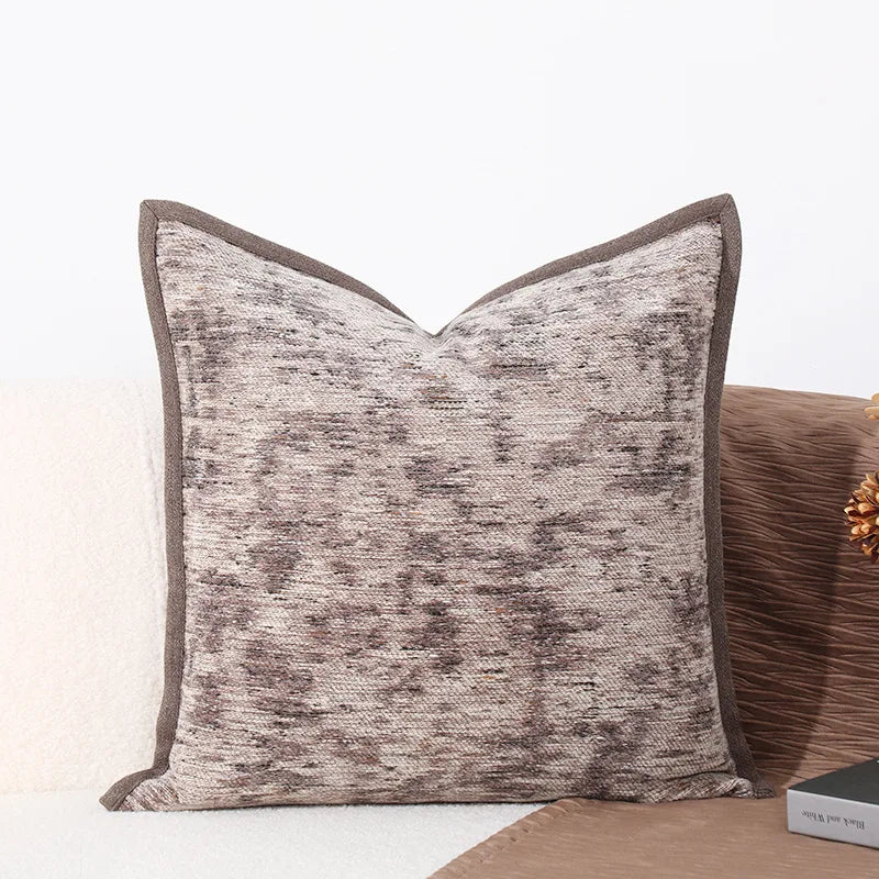 DecorBites™ Brighton Cross Stitch Faux Leather Cushion Cover 45x45cm Brown