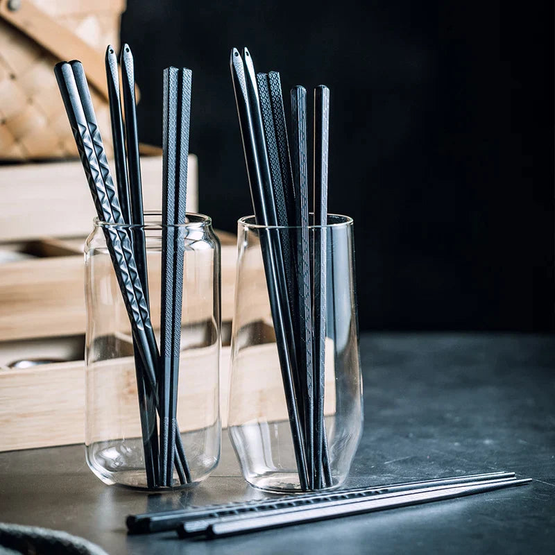 Black Alloy Chopsticks Set