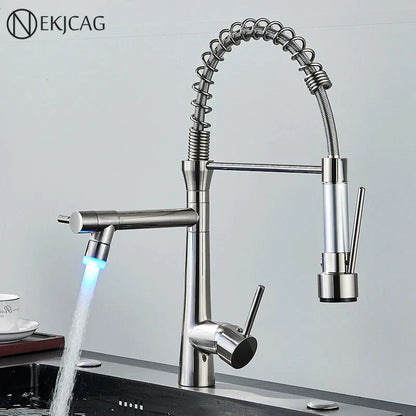 DecorBites™ Dual Nozzle Gourmet Kitchen Faucet | Pull-Down, 360° Rotation, Chrome Mixer