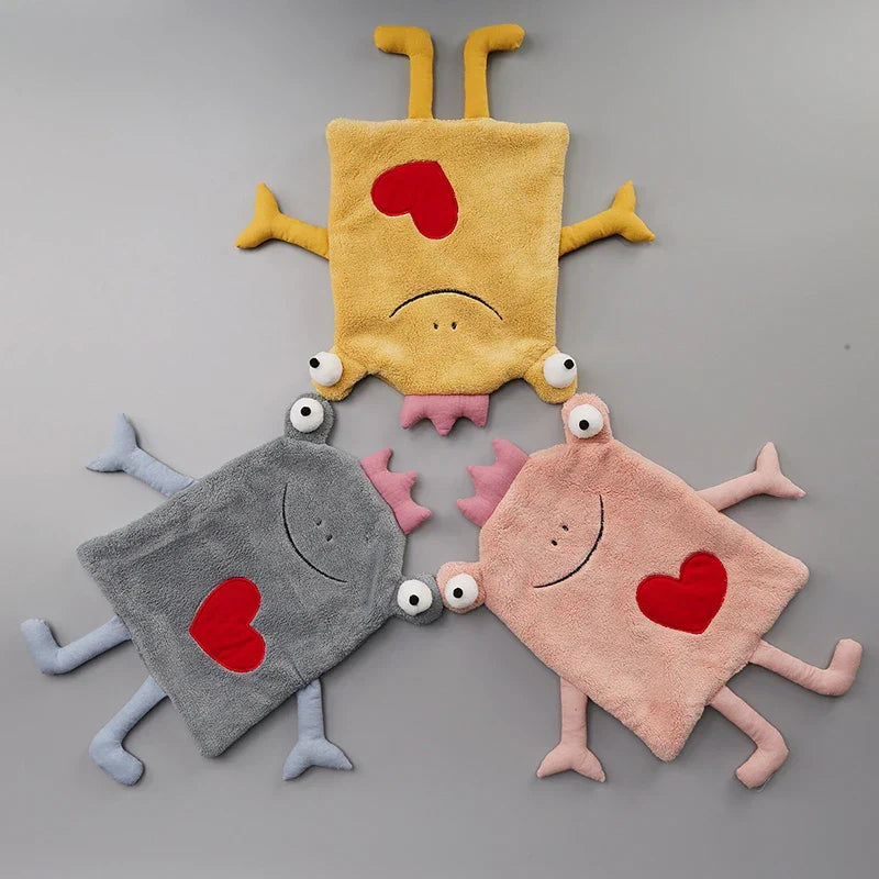 DecorBites™ Frog Design Hand Towel - Soft Coral Velvet, Kids Friendly, Absorbent & Multipurpose