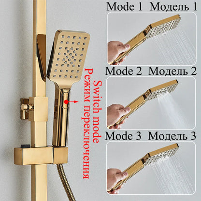 DecorBites™ Digital Display Thermostatic Shower Faucet Set with Rain Shower Column, Black