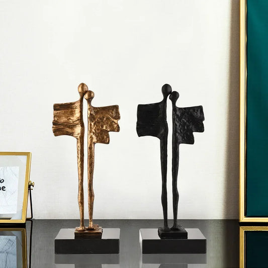 DecorBites™ Abstract Iron Cast Couple Statue for Home Decor and Family Happiness