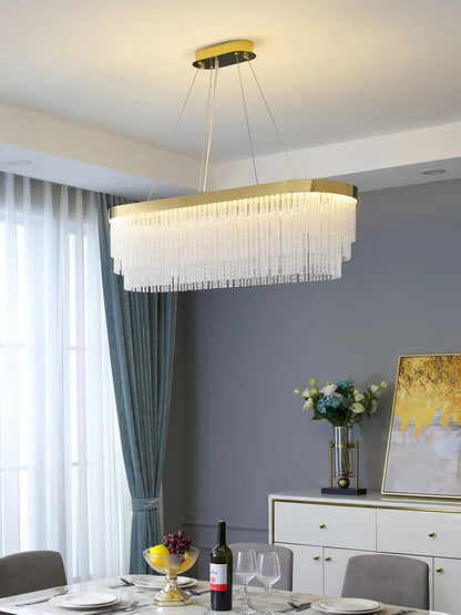DecorBites™ Crystal Ceiling Chandelier: Modern LED Luxury Pendant Light for Home Decor