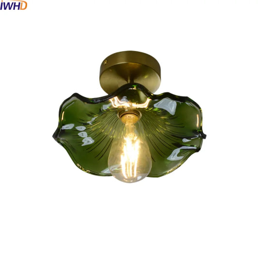 DecorBites™ Green Glass LED Ceiling Lamp for Home Living Room and Hallway Lighting
