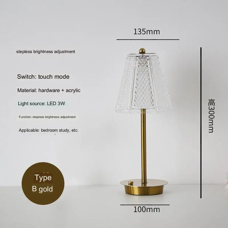 DecorBites™ Diamond Touch Desk Lamp, Modern Metal, Bedside Atmosphere, Creative & Romantic