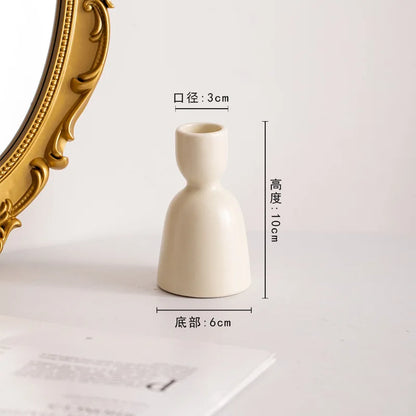 مجموعة حاملات الشموع الخزفية الهندسية من DecorBites™ - زينة منزلية مزخرفة