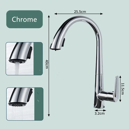 DecorBites™ Black Brushed Gold Kitchen Faucet with Pull Out Spring Spout