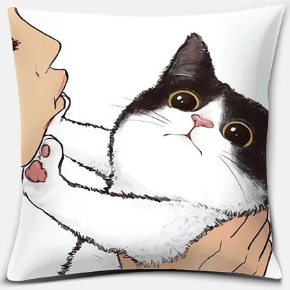 DecorBites™ Cute Cat Kiss Love Cartoon Pillowcase for Home Decor