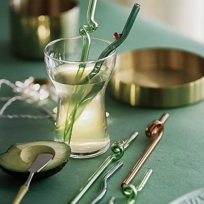 DecorBites™ Glass Straws: Reusable Heat-Resistant Long Drinking Straws, Wholesale for Milk Tea