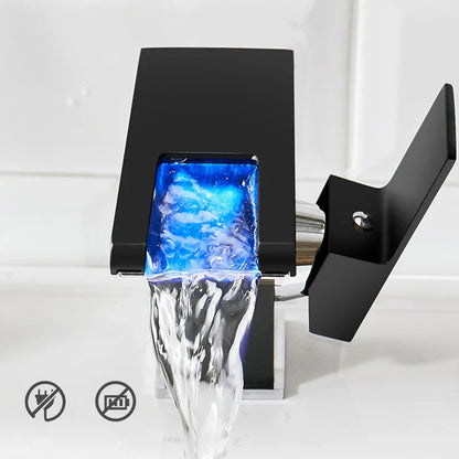 DecorBites™ LED Waterfall Basin Faucet Brass Temperature Colors Change Mixer Tap